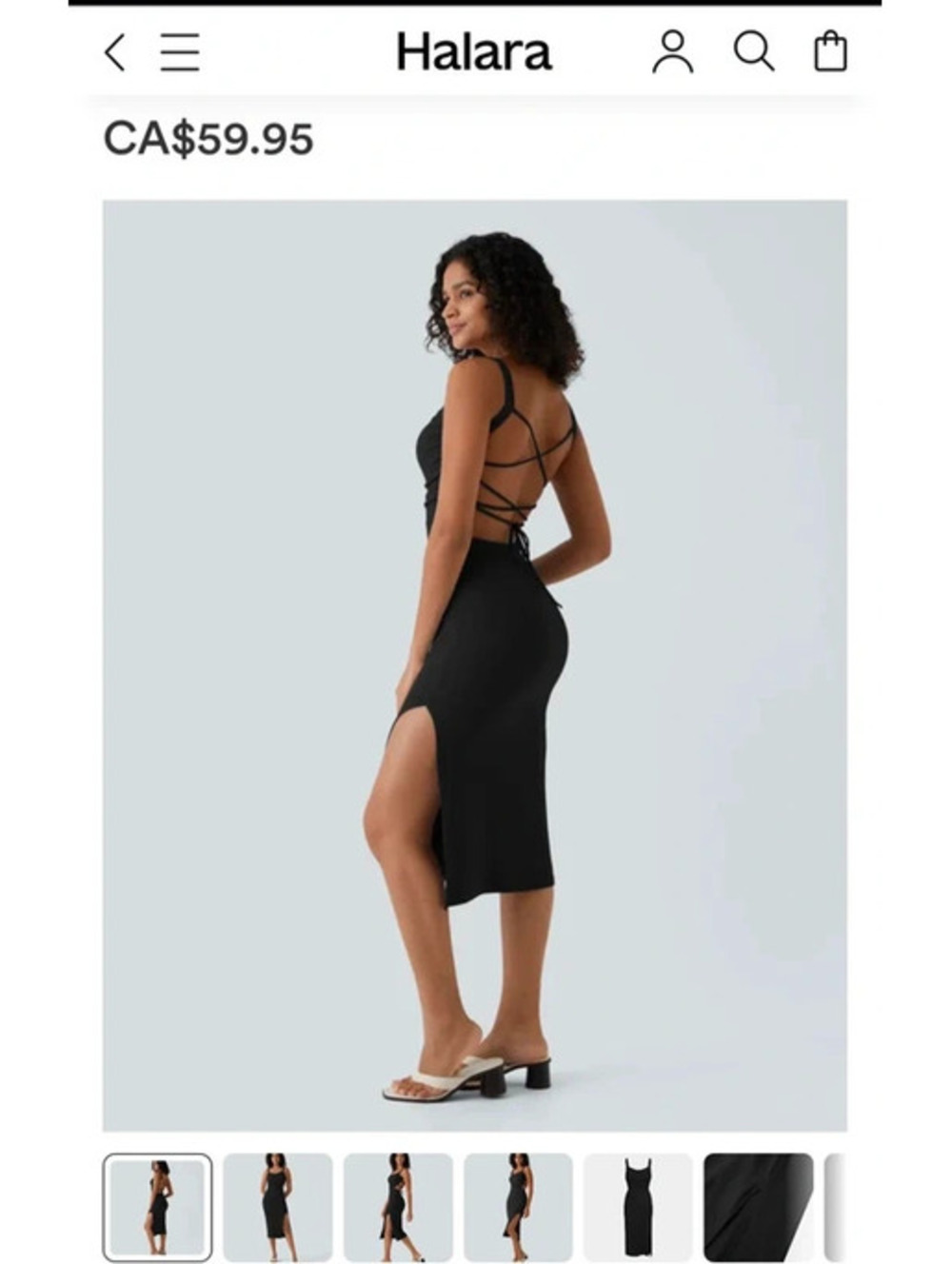 Halara Ruched Lace Up Bodycon Midi Casual Dress NWT size S
